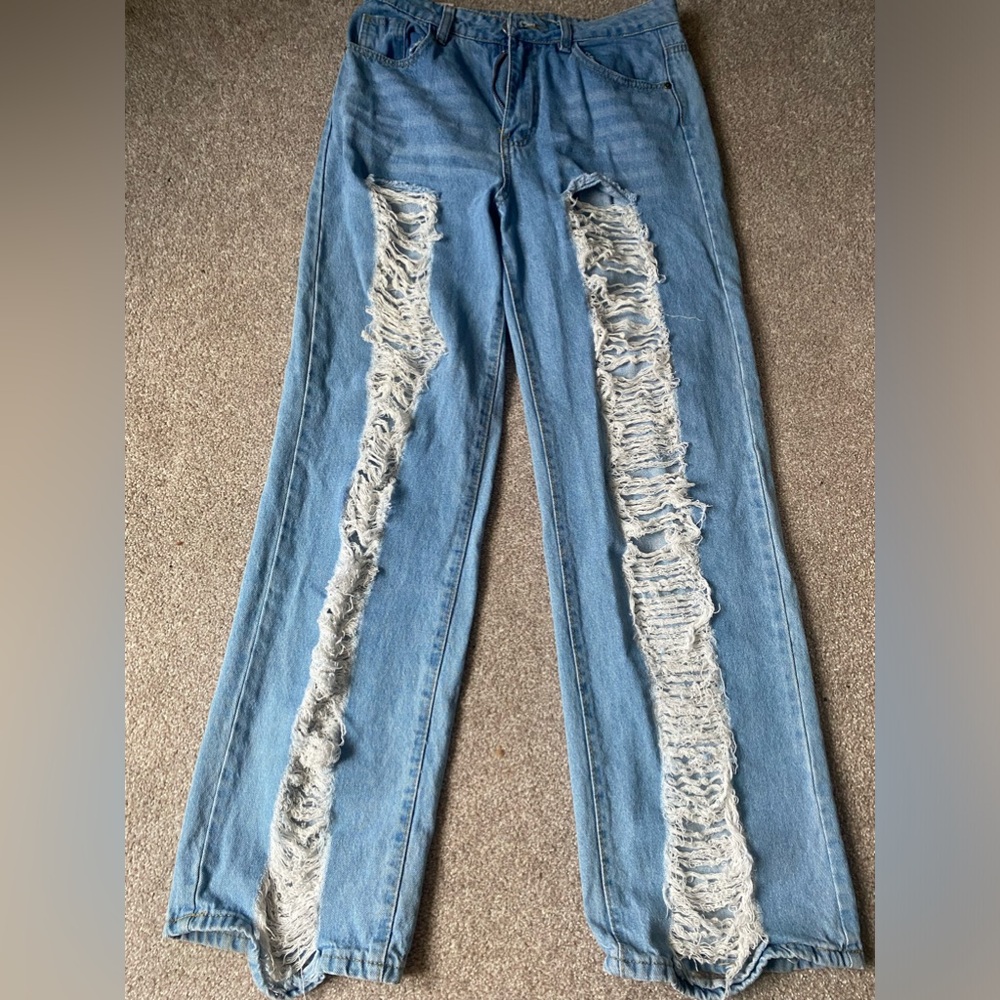 Boyfriend Jeans Long Ripped Sky Blue